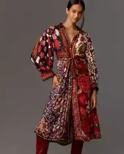 Farm Rio Miranda Shirtdress Wrap Midi Dress Mix Print Floral Anthropologie S NEW