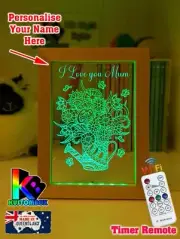 FLOWERS WATERING CAN PERSONALISED 3D LED Night Light 7 Colour Change Room Lamp