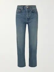 [RE/DONE] RE/DONE - 70s High Rise Stove Pipe Straight-leg Jeans - Mid denim - 24 24 Blue