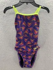 Speedo Womens Pro LT Relaunch Flyback One Piece Multicolor Neon Swimsuit 28 R$54