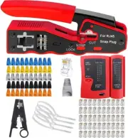 RJ45 Crimp Tool Kit, Ethernet Pass through Crimper, Network Cat5 Cat6 Cat Crimp