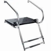 Folding 2 Step Ladder w/Platform Stainless Steel Boat Ladder Grab Handle 400LB
