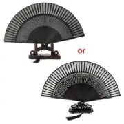 Elegant Carved Hand Held Folding Fans Bamboo Silk Folding Fans For