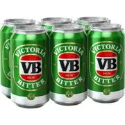 Victoria Bitter Lager Cans 375ml x 6 Pack