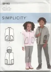 SIMPLICITY 9193 CHILD'S SIZE 3-8 VESTS SEWING PATTERN