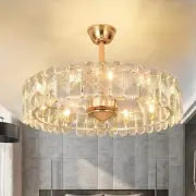 Crystal Caged Ceiling Fan: 30" Bladeless Fandelier with Light and Remote - Go...