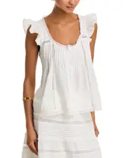 Aqua Pintuck Lace Inset Tank - Exclusive