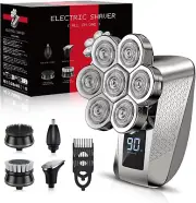 Head Shavers for Bald Men, IPX7 Waterproof Shaver, 7D Rechargeable Silver