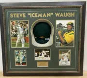 Personally Signed Steve Waugh Iceman Baggy Green Cap Display with COA Amazing
