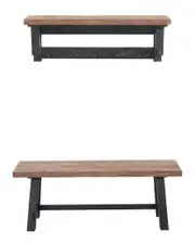 Alaterre Adam 42In Solid Wood Hook With Shelf & Bench Set