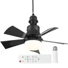 40W Ceiling Fan Light 3 Speeds E27 Socket Fan Lamp (Black Large Remote+Extender)