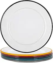 Argon Tableware Enamel Side Plates - 20cm - Pack of 6 - Multicoloured Dining Plates Lightweight Small Dinner Dish for Appetisers, Starters, Mains, Sides, Desserts