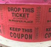 Raffle Tickets Roll of 2000 Double Stub Keep This Coupon Carnival Ticket RED