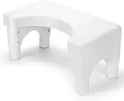 DUALLUCKY Height Adjustable Toilet Stool - Anti-Slip Squatting Bathroom Step Stool for Adult and Kids - Heavy Duty Plastic, Waterproof White Potty Foot Stool
