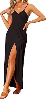[Allegra K] Women's Cover Ups Beach Spaghetti Strap Backless Cotton Wrap Maxi Dress