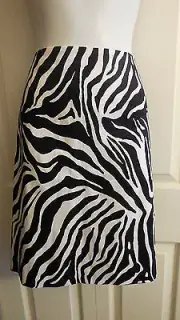 NWT JONAS WEAR STRETCH COTTON NAVY BLUE WHITE ZEBRA ANIMAL PRINT PENCIL SKIRT 12