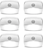 ZUSOYI Motion Sensor Night Light Battery Powered Stick on LED Nightlight Lamp Indoor Ideal for Hallway Stairs Garage Closet Bathroom Bedroom Basement(White 6 Pack)