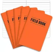 Field Notebook/Pocket Journal - 3.5X5.5 - Orange - Lined Memo Book - Pack of 5