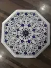 18" white marble table top coffee center inlay lapis malachite home decor c3