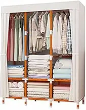 Portable Wardrobe Rack,Clothes Storage Organizer Portable Canvas Cupboard - Stable Clothing Wardrobe with Hanging Rails for Modern Bedroom Furniture