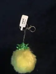 SUPRE FLUFFY FAUX FUR PINEAPPLE KEY RING BAG CHARM BNWT FREE POST (ACC9)