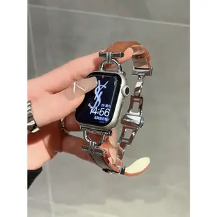 Redmi 手錶3代金屬D字真皮質錶帶+金屬框適用Redmi watch 3/Redmi watch 3active蝴蝶
