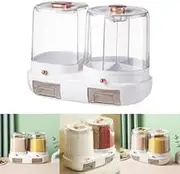 Leona Co 25Lbs Large Grain Dispenser 360° Rotating Rice Food Dispenser 5 Grids Rice Container Rotatable Beans Containers Storage with Sealed Lid for Peanut Barley Millet and Cereal