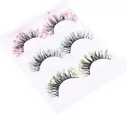 LOORGVEL 3Pairs Glitter Fluffy Fake Eyelashes Extensions for Women Individual Eye Makeup Supplies for Parties Weddings and Special Occasions