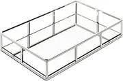 JollyCaper Mirror Vanity Tray | Vintage Vanity Tray for Dressers in Rectangle Design | Jewelry, Perfume, Makeup Organizer | Decorative Metal Vanity Tray, Silver