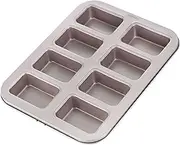 CHEFMADE Brownie Cake Pan, 8-Cavity Non-Stick Rectangle Muffin Pan Blondie Baking Moulds for Oven Baking (Champagne Gold)