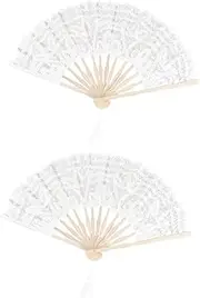 ERINGOGO Lace Hand Held Folding Fan Chinese Traditional Fan Decorative Hand Fan Wedding Accessory