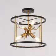 LNC Flush Mount Ceiling Lights Modern Matte Black+Plating Brass 4-Light Durable