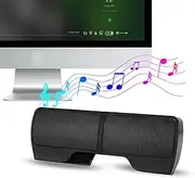 USB Wired Speaker, Portable Soundbar Computer Mini Loudspeaker, with a Clip, for Desktop Laptop Computers, Black