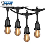 Feit 14.6m/48ft Filament String Lights Set 24 LED Bulb+2 Spare Outdoor Or Indoor