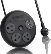 Power Strip Surge Protector 3 AC Outlets 3 USB Ports 10FT Flat Extension Cable