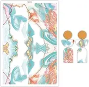 Briartw 10 Sheets Polymer Clay Transfer Paper - Per Sheet 5.82 X 3.93 inch Water-Soluble Transfer Sheets for DIY Clay Jewelry Making Disposable Stickers -Teal and Gold Abstract Flow