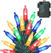 50LED Multicolor String Lights with 8 Modes Timer Battery Operated Waterproof