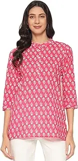 [Generic] PIDAVLIYA'S Indian Women's Tunics Tops Collar Neck Cotton Hand Block Printed Short Kurti Kurta Shirt Top for Women