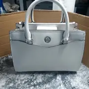 Michael Kors Everly Medium Saffiano Optic White Leather Satchel Shoulder Strap