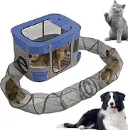 Rissunkv Cat Outdoor Tunnel Enclosed - Outside Small Animals House Portable Tent,Bored Cat Play Toy Easy Setup Kitten Playground for Balcony Yard Garden Patio