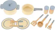 Gogogmee 1 Set Pretend Play Cookware Set Wooden Kitchenware Playset for Safe Cooking Playset Birthday Present for Creative Imagination Hand Eye Coordination