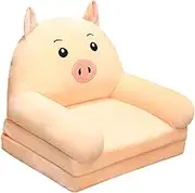 Kids Couch, Children Couch, Cute Fold Out for Girls Boys Washable Mini Foldable Toddler Chair Sofa for Bedroom, Living Room, Pig 2 Layer