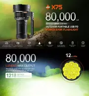 Acebeam X75 80,000 Lumens 6500K White Cool LED Multipurpose Handheld Searchlight