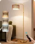 EDISHINE Rattan Floor Lamp for Living Room with Remote & Dimmable LED Bulb,63...