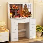 11 LED Lighted Vanity Table Dressing Table Set with Large Drawers Makeup Mirror