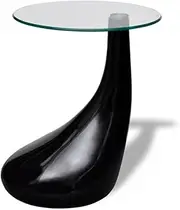New Modern High Gloss Glass Top Drop Coffee Table Black Side Dinner Office Home
