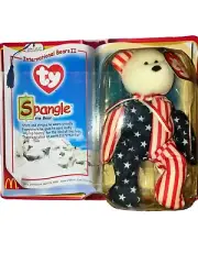 1999 Teenie BEANIE BABIES "SPANGLE The BEAR" International Bears II McDonalds