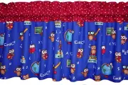 NEW owl school nursery CHILD care ABC blue fabric valance MATH 123 science