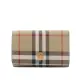 【BURBERRY 巴寶莉】Lark 經典格紋雙釦三折短夾(米色/黑色)