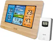 Daseeme FJ3373 Multifunction Digital Weather Station LCD Alarm Clock Indoor Outdoor Weather Forecast Barometer Hygrometer with Outdoor Sensor USB Power Cord